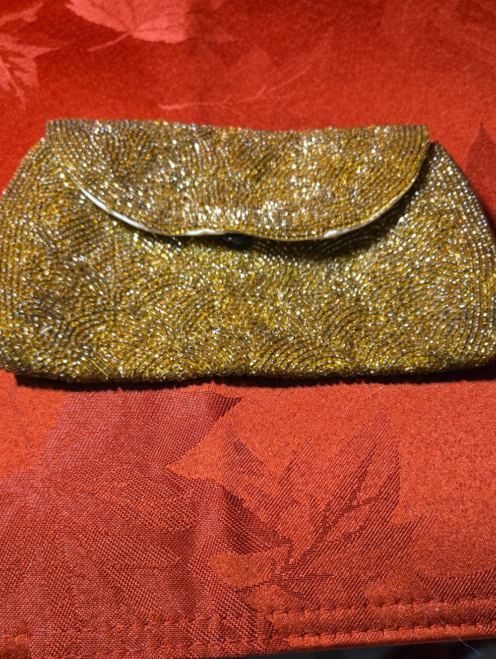 Gold Beaded Evening Clutch Made In Belgium